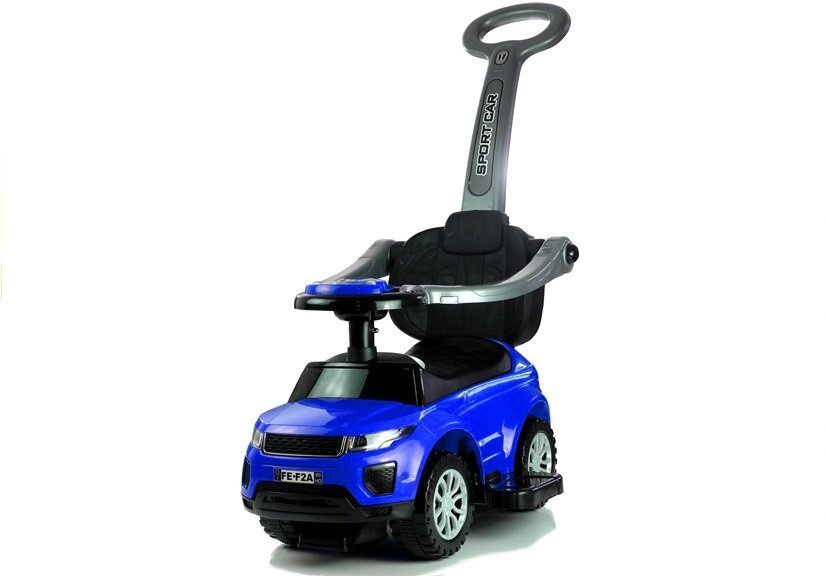 Automobilis varomas kojomis su rankena tėvams 614w mėlyna