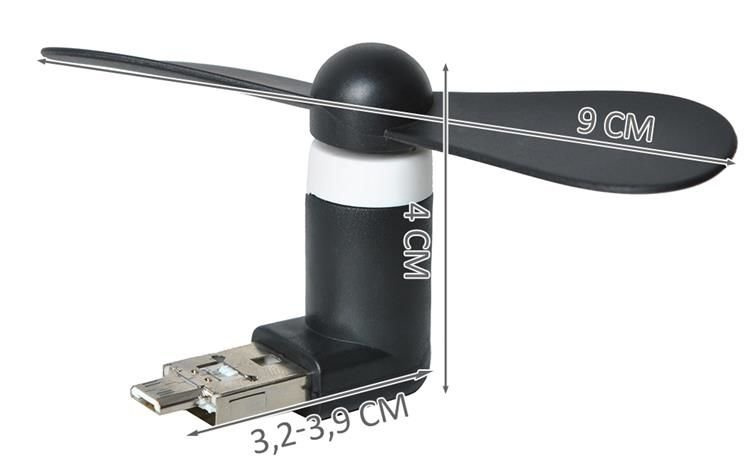 Mikro usb ventiliatorius, juodas