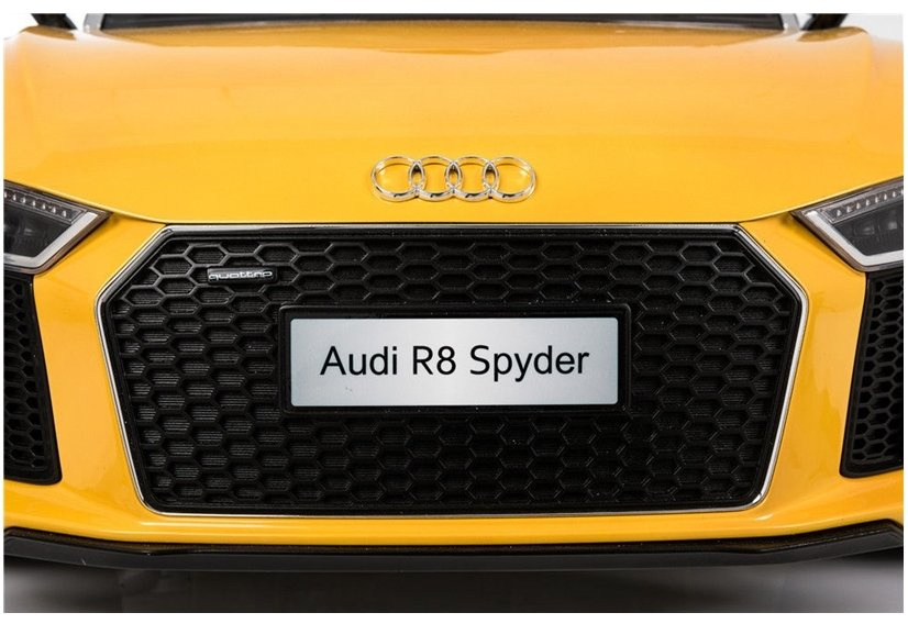 Dvivietis vaikiškas elektromobilis audi r8, geltonas
