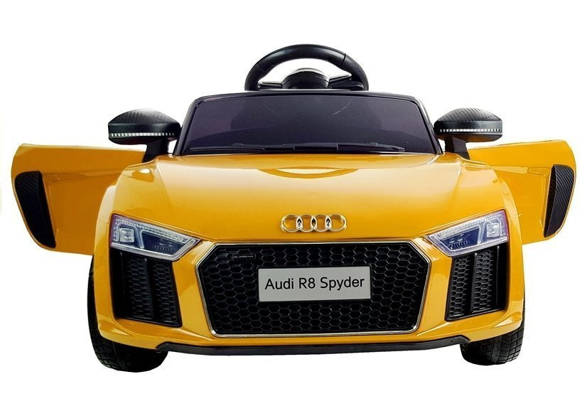Dvivietis vaikiškas elektromobilis audi r8, geltonas