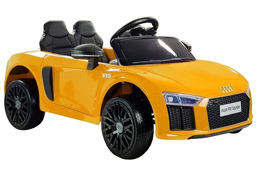 Elektrinis sportinis automobilis vaikams audi r8 spyder, geltonas