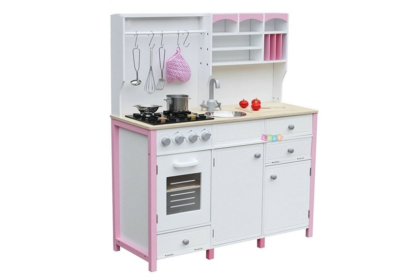 Medinė virtuvė su orkaite ir priedais lean toys
