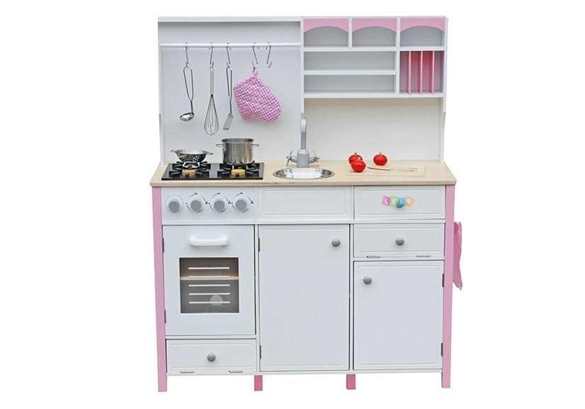 Medinė virtuvė su orkaite ir priedais lean toys