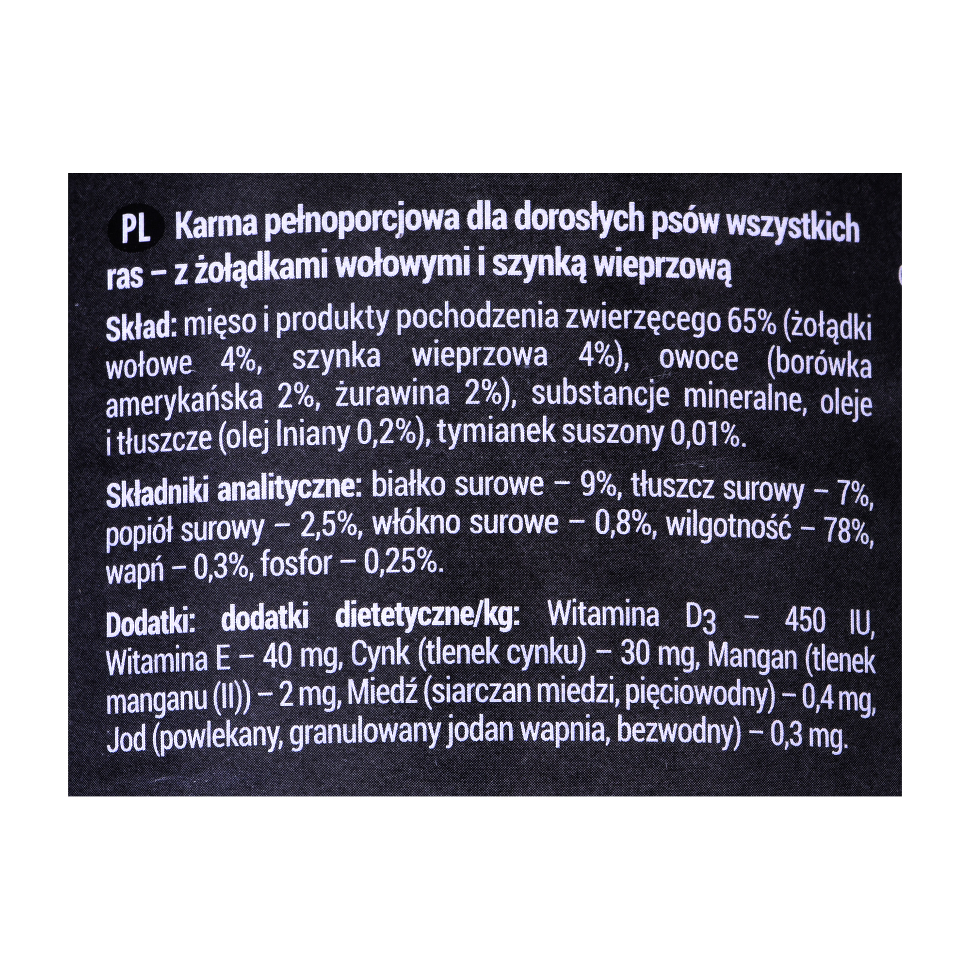 Rafi konservai šunims su jaučių skrandžiais ir kiaulienos kumpiu, 400 g