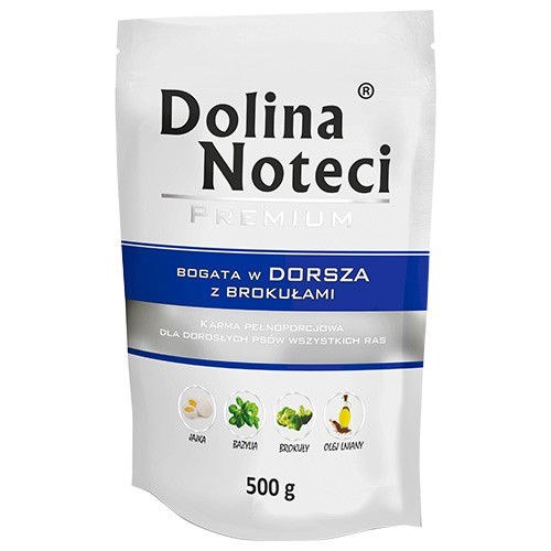 Dolina noteci premium visų veislių suaugusiems šunims su menke su brokoliais, 500 g