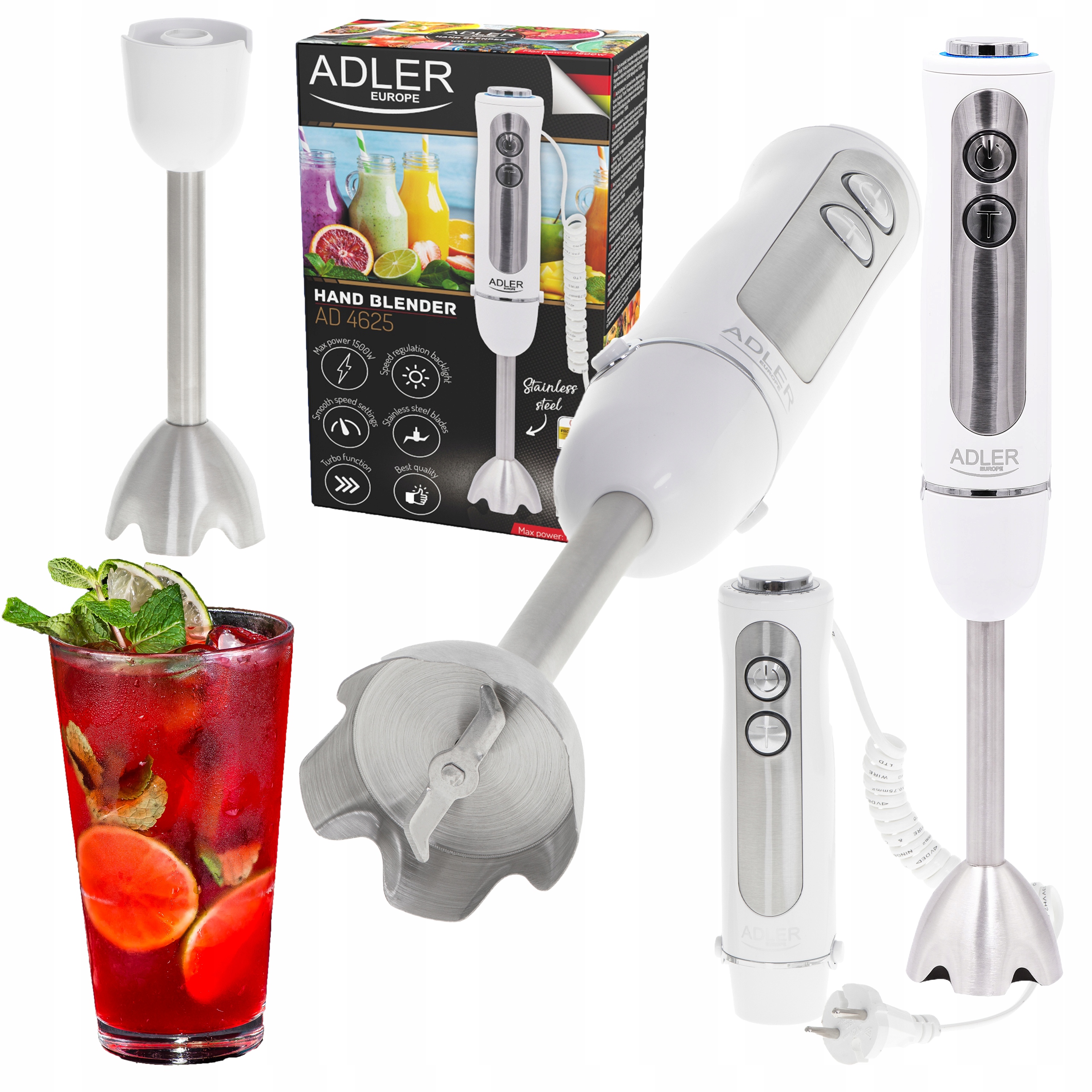 Adler ad4625 rankinis trintuvas baltas 1500 w baltas