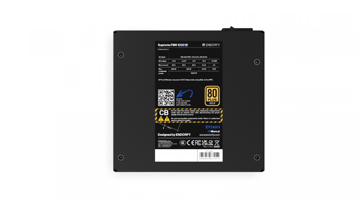 Maitinimo Šaltinis Maitinimo Blokas - Endorfy Supremo Fm6 1000W 80 Plus Gold Juodas, Juodas