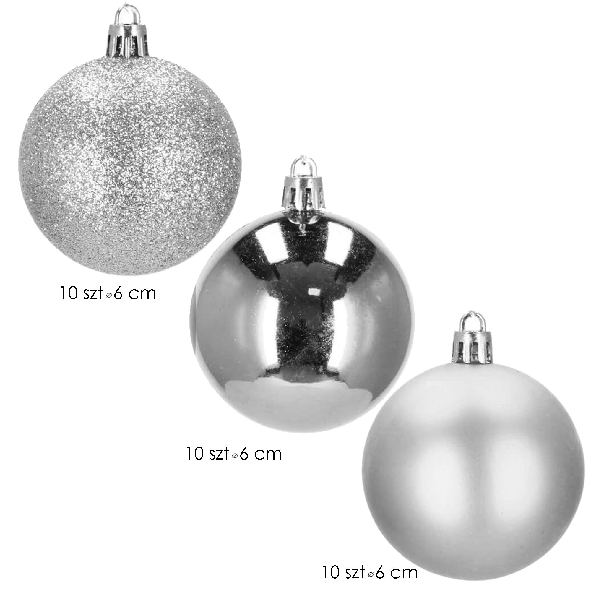 Kalėdiniai žaisliukai springos 6 cm, 30 vnt.