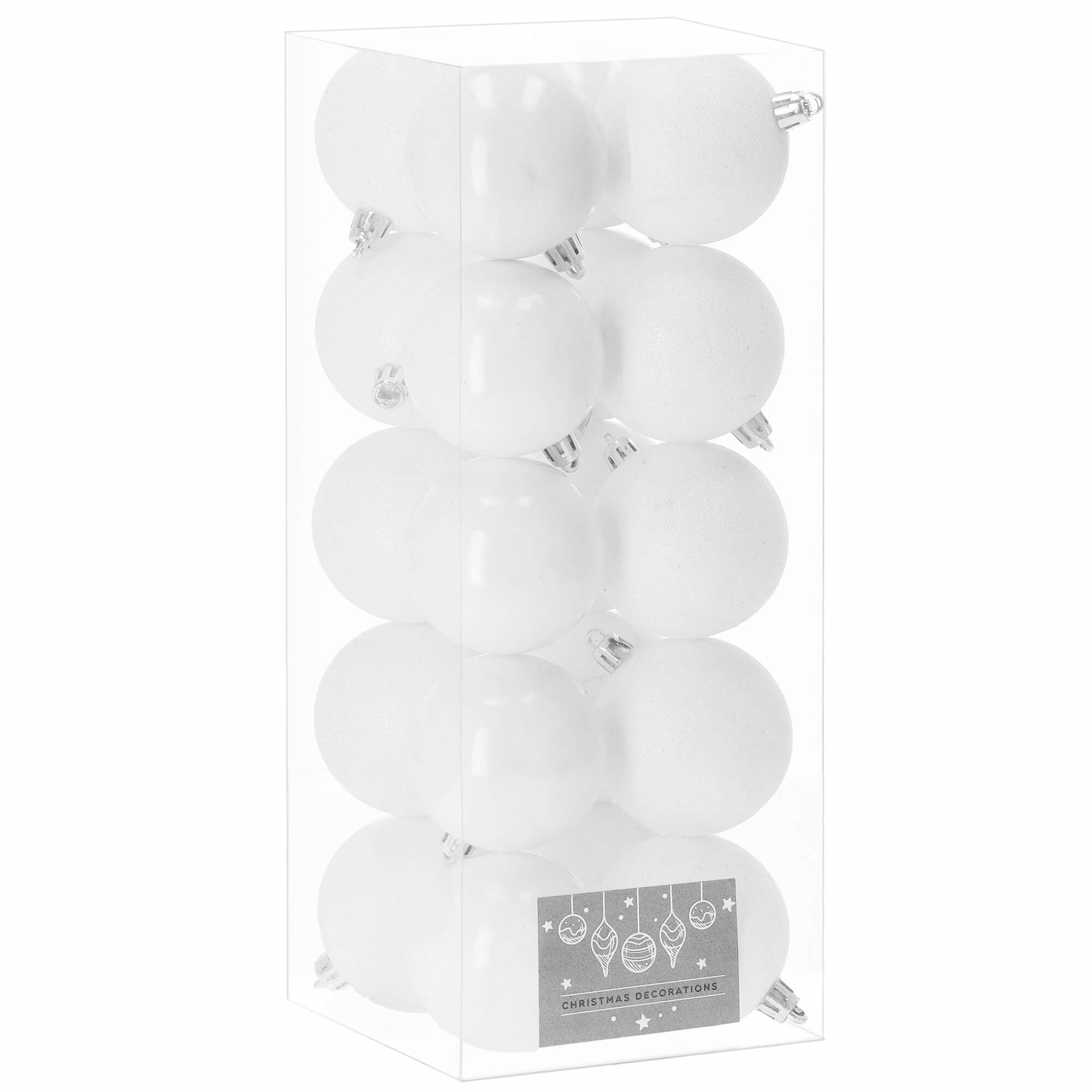 Kalėdiniai eglutės žaisliukai springos, 6 cm, 20 vnt., balti