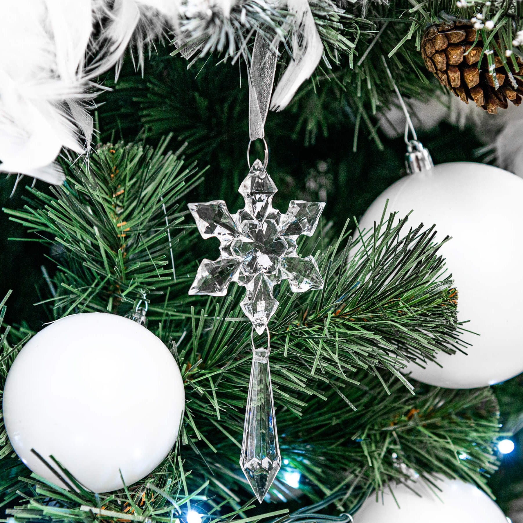 Kalėdinė dekoracija springos pakabinami kristaliniai varvekliai 13 cm