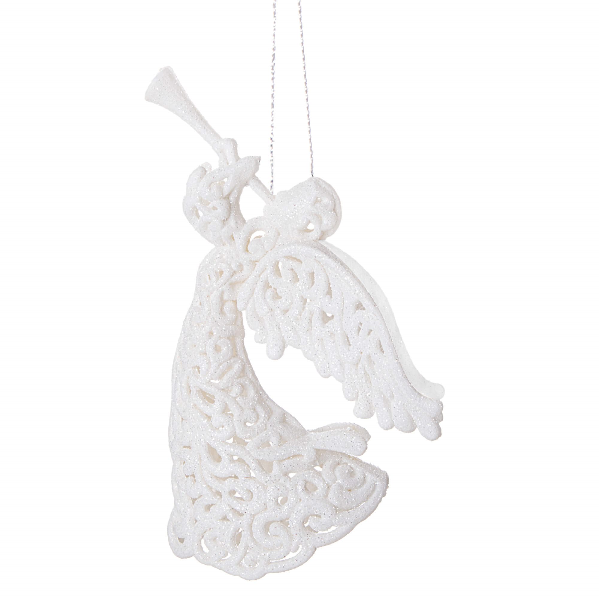 Kalėdinė dekoracija baltas angelėlis springos 16,5 cm