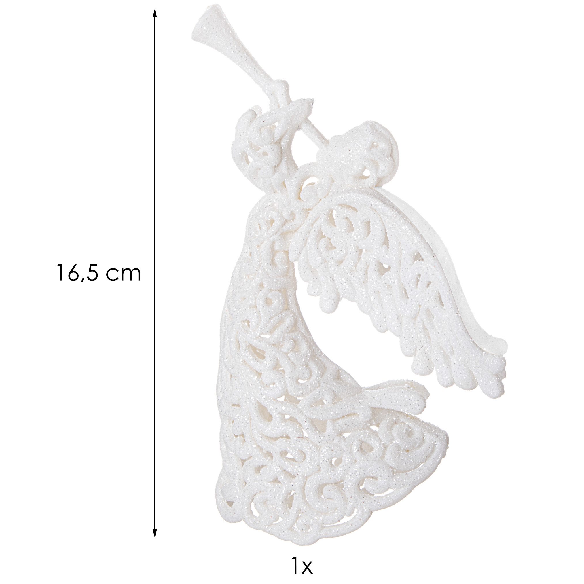 Kalėdinė dekoracija baltas angelėlis springos 16,5 cm