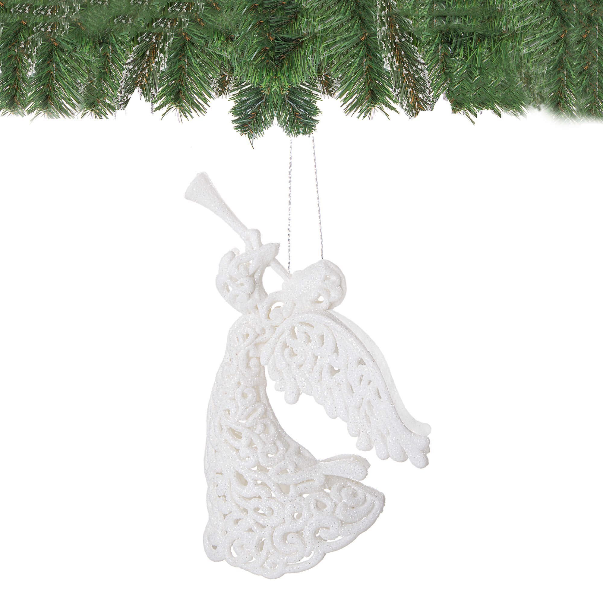 Kalėdinė dekoracija baltas angelėlis springos 16,5 cm 1
