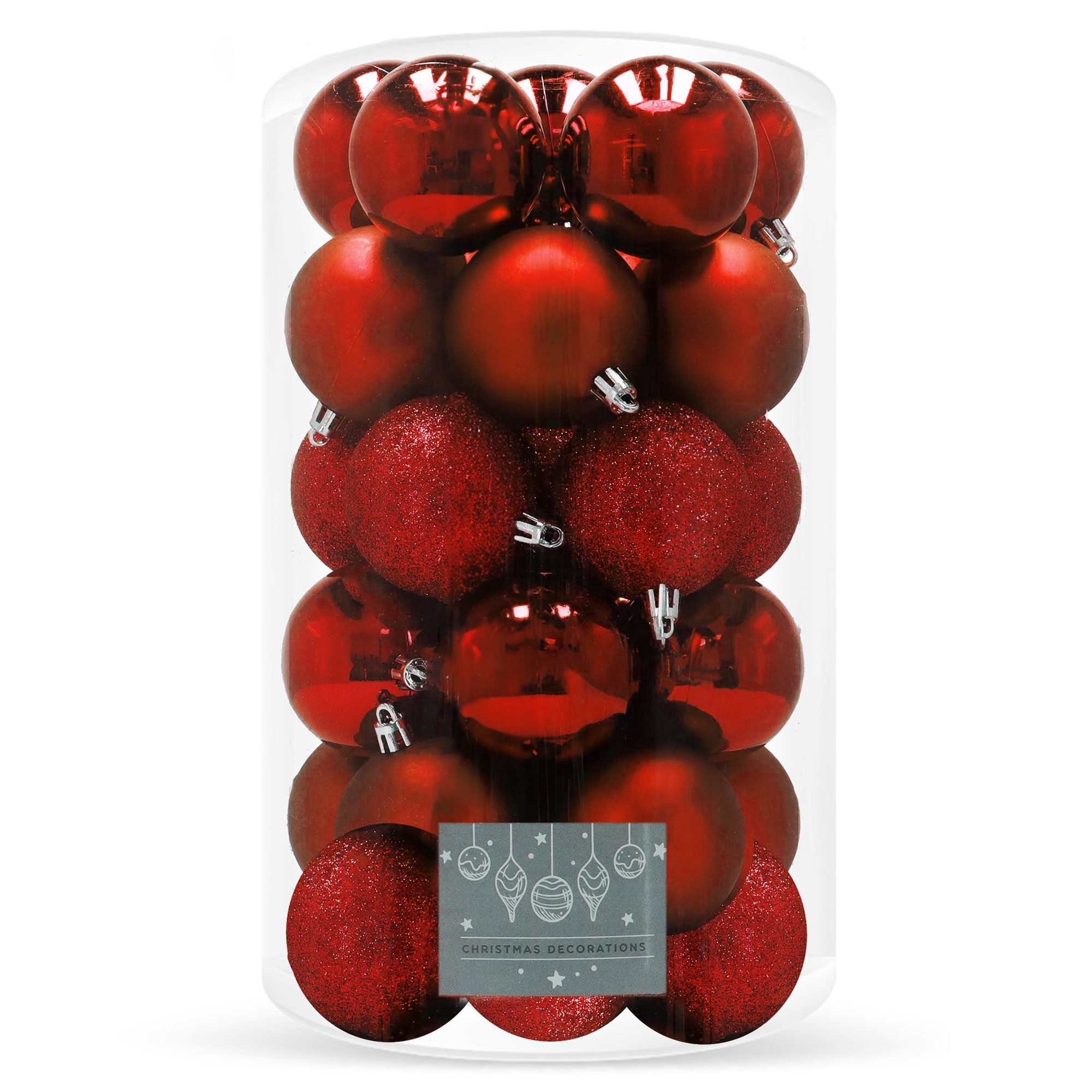 Kalėdiniai žaaisliukai eglutei springos 30 vnt, 6 cm