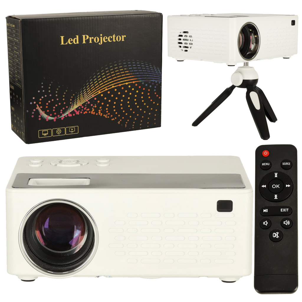 Nešiojamasis projektorius led tft lcd 16:9 1920x1080 usb 20w baltas