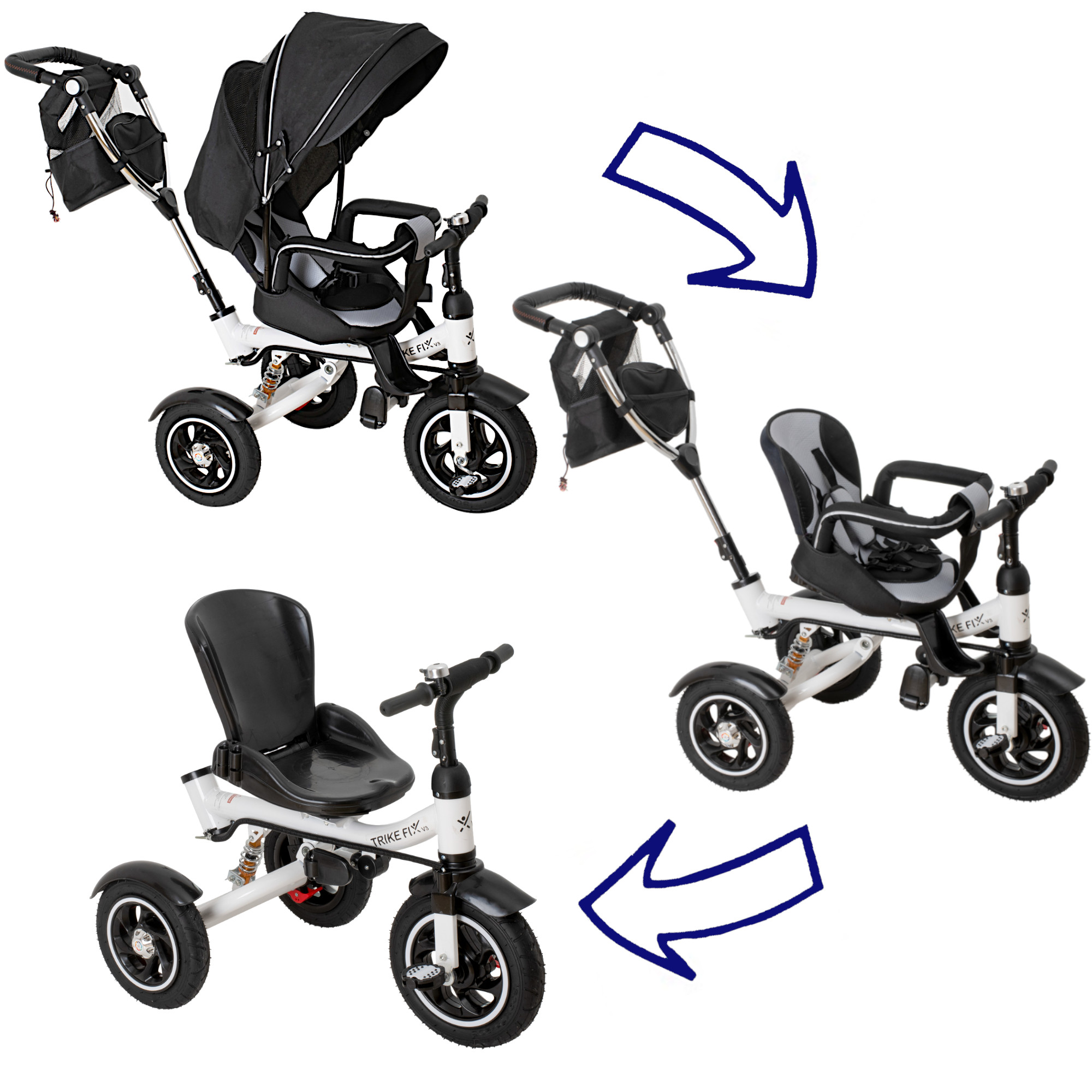 Triratis dviratukas su stogeliu trike fix v3 juoda