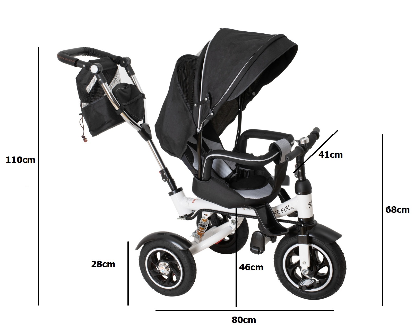 Triratis dviratukas su stogeliu trike fix v3 juoda