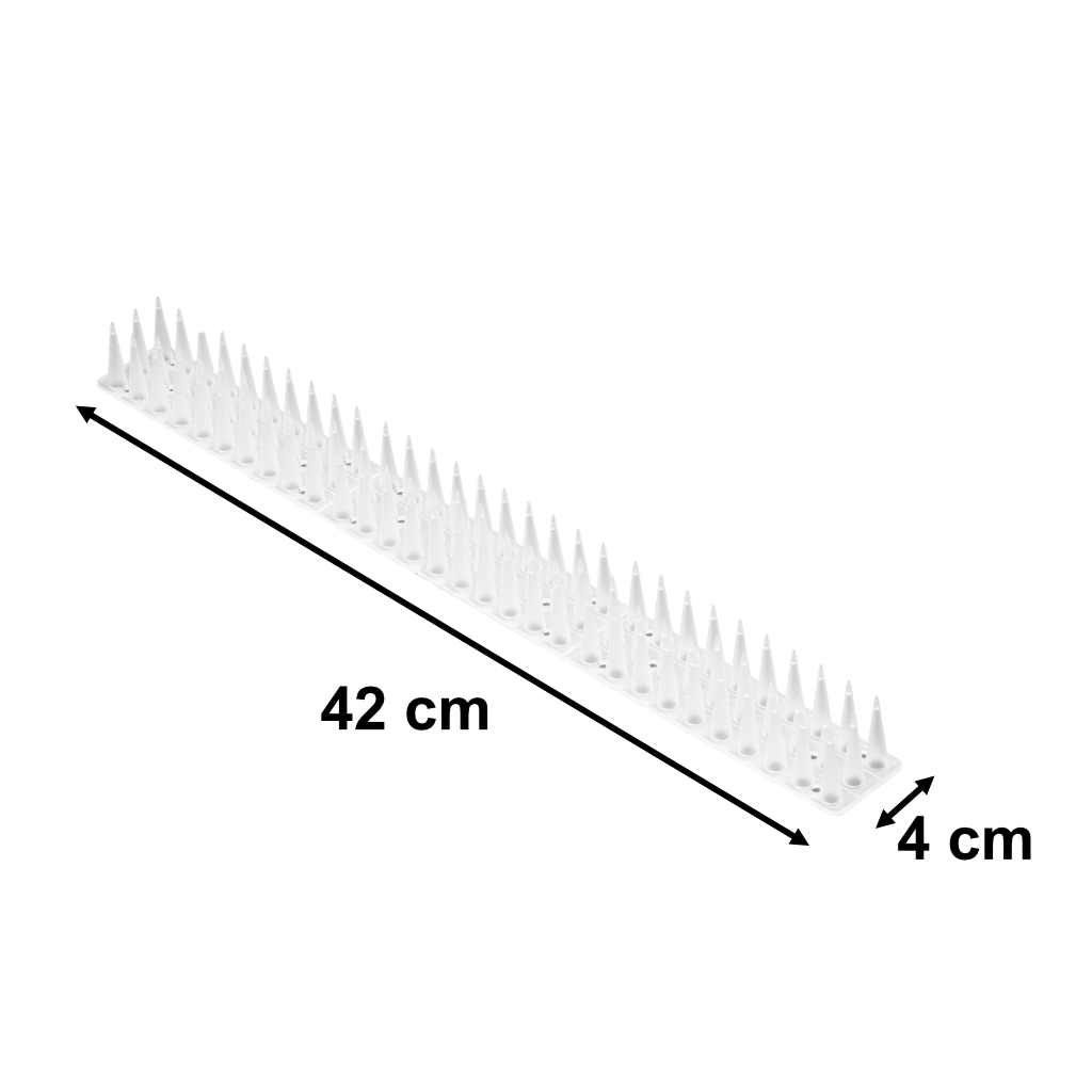 Plastikinis balandžių spyglių rinkinys, baltas, 8 vnt., 43 cm