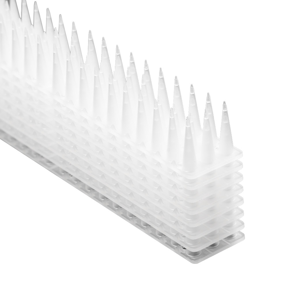 Plastikinis balandžių spyglių rinkinys, baltas, 8 vnt., 43 cm