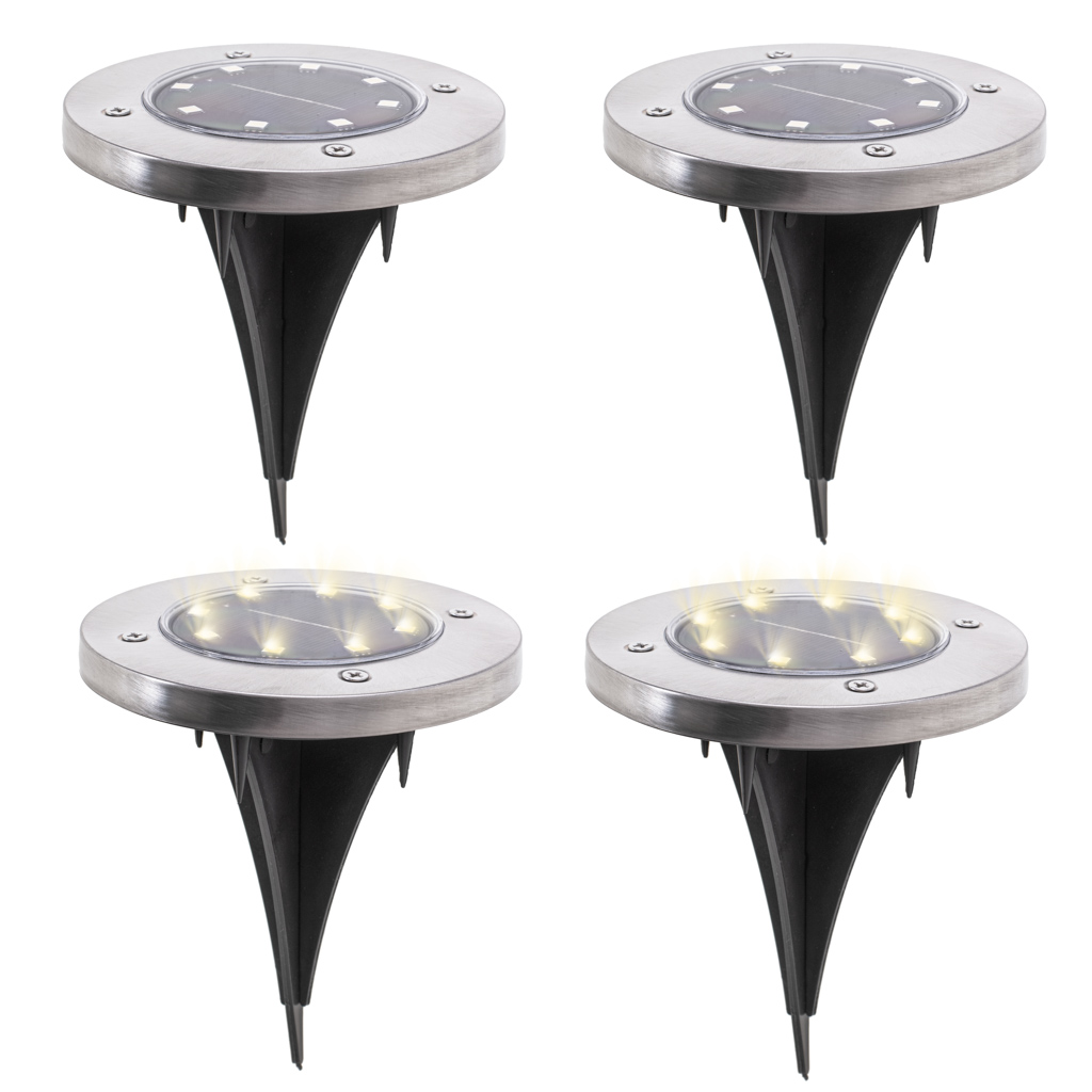 Saulės sodo žibintai 8LED 4 vnt. šaltai baltos spalvos