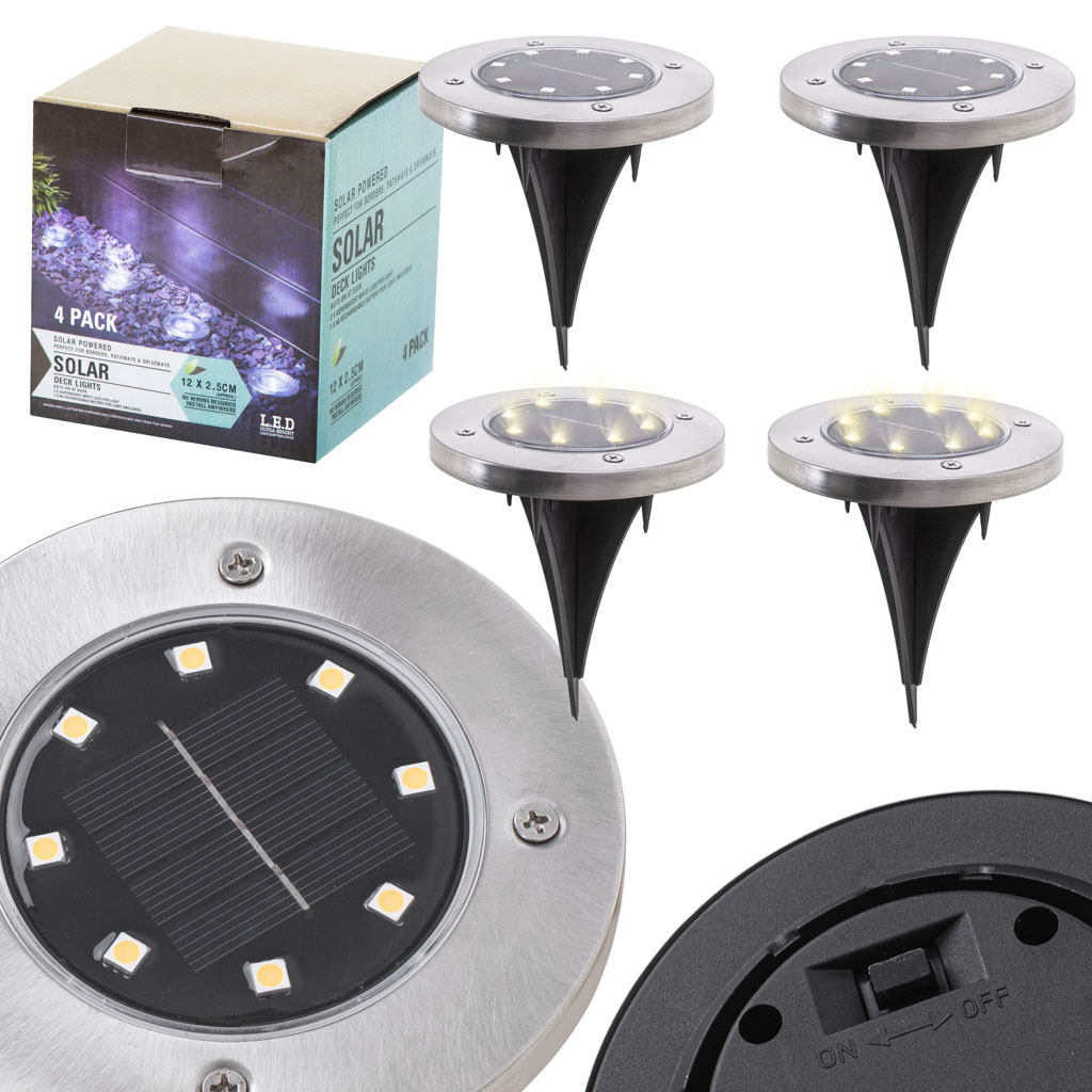 Saulės sodo žibintai 8LED 4 vnt. šaltai baltos spalvos