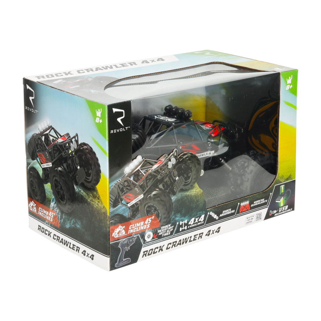 Nuotoliu valdomas automobilis rc revolt 4x4, juodas