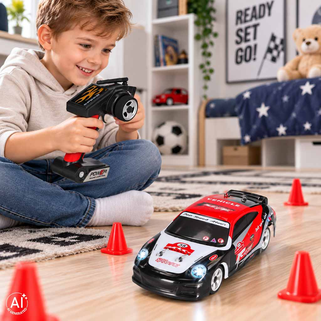 RC driftinis automobilis WLToys K969, 4WD, raudonas, juodas ir sidabrinis, 18 × 8 × 5 cm