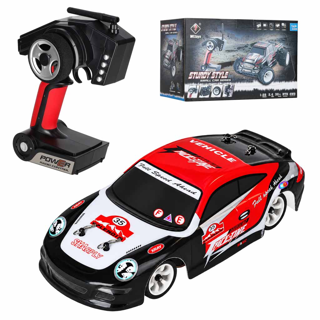 RC driftinis automobilis WLToys K969, 4WD, raudonas, juodas ir sidabrinis, 18 × 8 × 5 cm