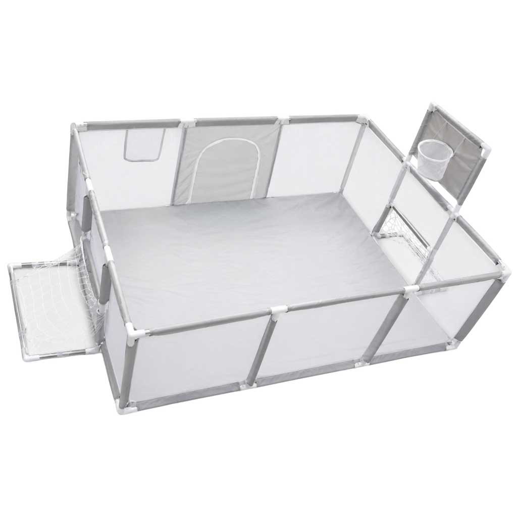 Maniežas su krepšinio lanku ir futbolo vartais, pilkas ir baltas, 230 × 118 × 102 cm 2