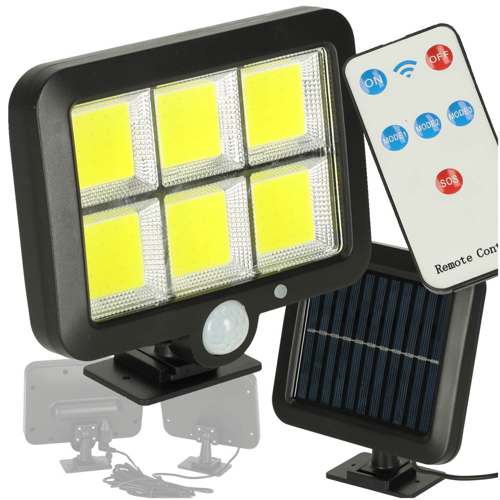 Saulės šviestuvas su judesio jutikliu 120 led
