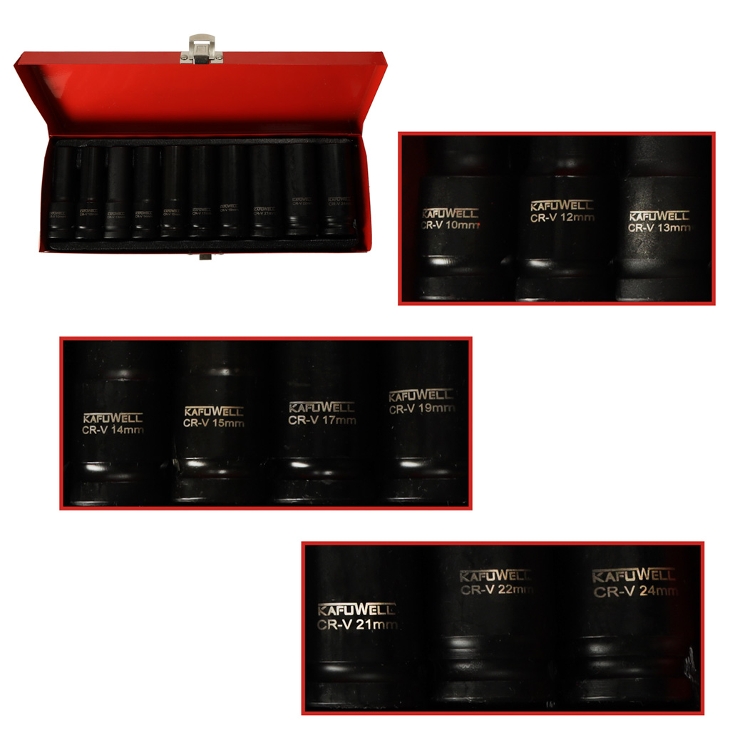 Profesionalus smūginių galvučių rinkinys 1/2'' 10-24 mm