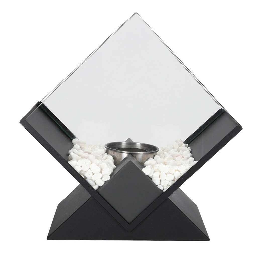 Pastatomas stalo biokaminas bioetanoliui, juodas matinis ir sidabrinis, 26,5 × 25 × 15 cm 3