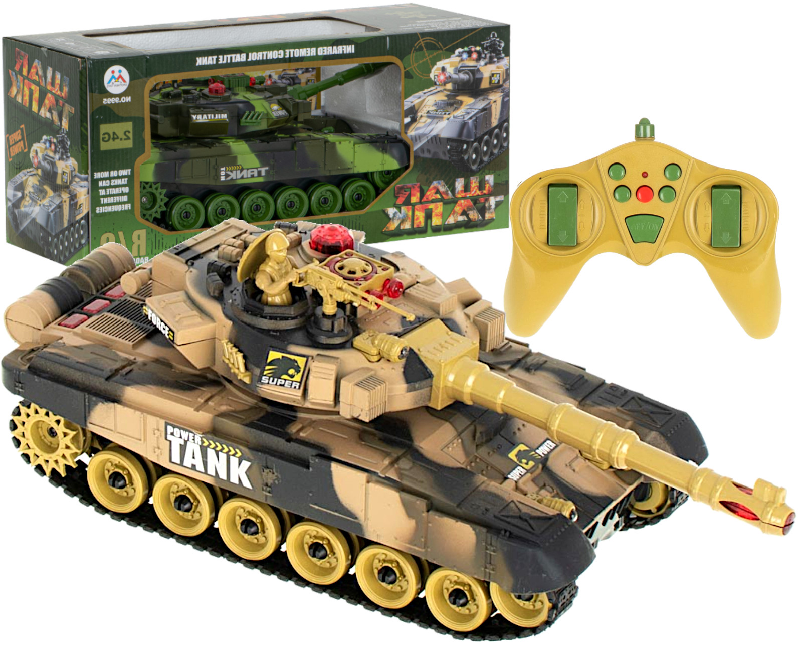Nuotoliniu būdu valdomas tankas War Tank 9993, rudas