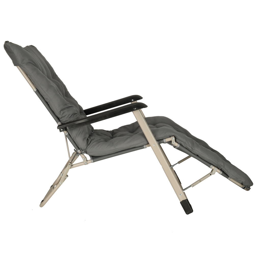 Sulankstomas sodo gultas su porankiais, 160/170 cm, pilkas 3