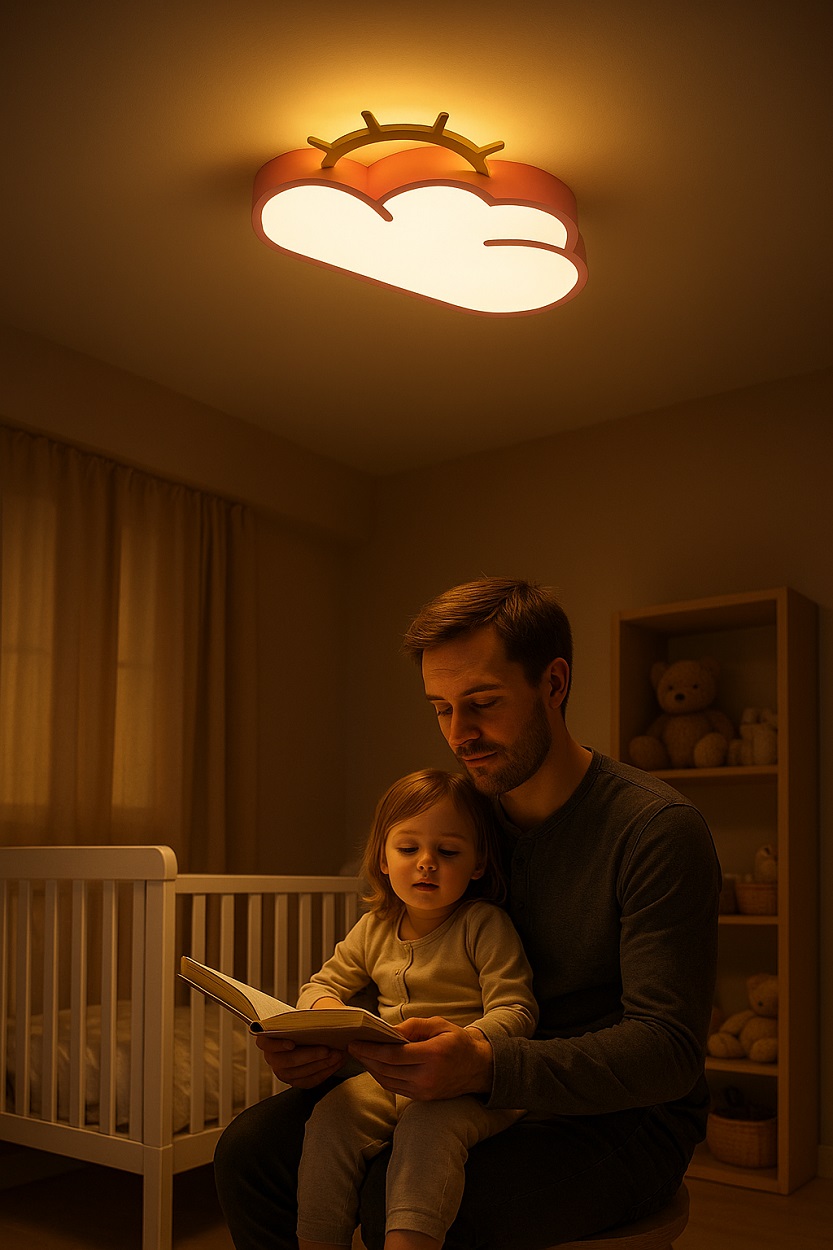 Vaikiška lubų šviestuvas led debesėlis su nuotoliniu valdymu