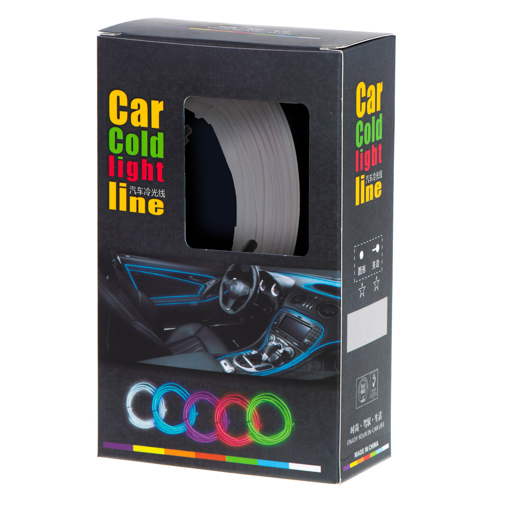 Led aplinkos apšvietimas automobiliui / usb / 12 v juosta 5 m balta