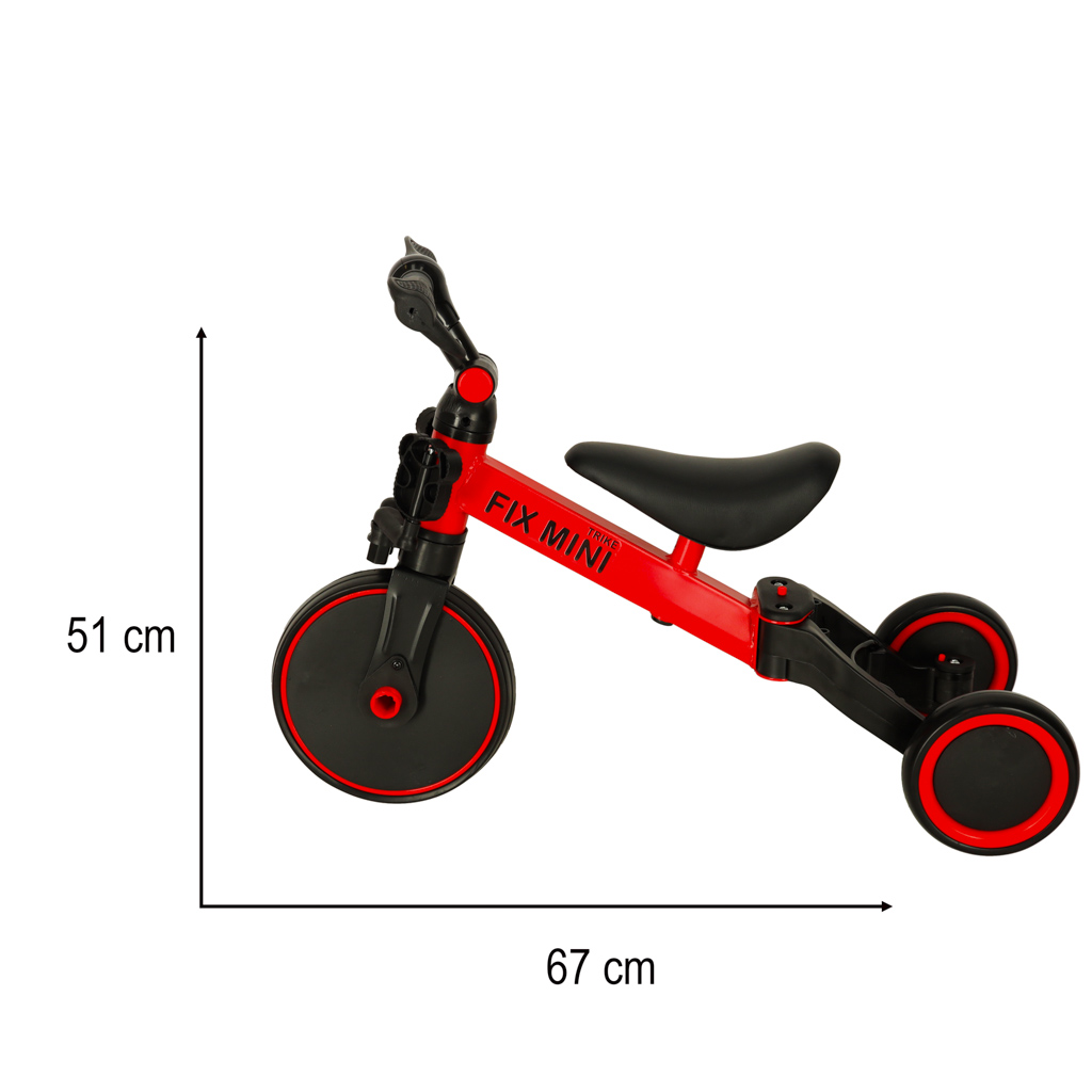 Trike fix mini krosinis triratukas 3in1 su pedalais raudonos spalvos