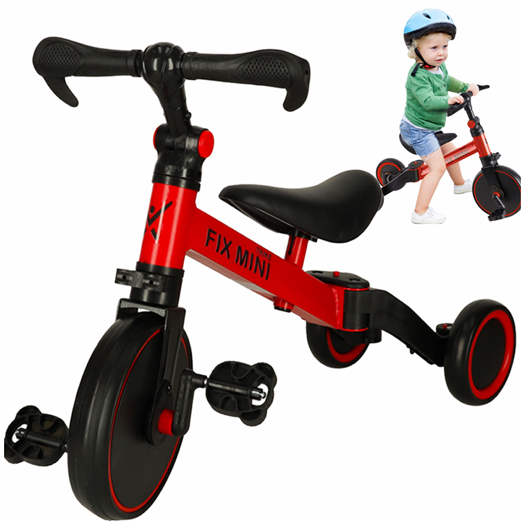 Trike fix mini krosinis triratukas 3in1 su pedalais raudonos spalvos