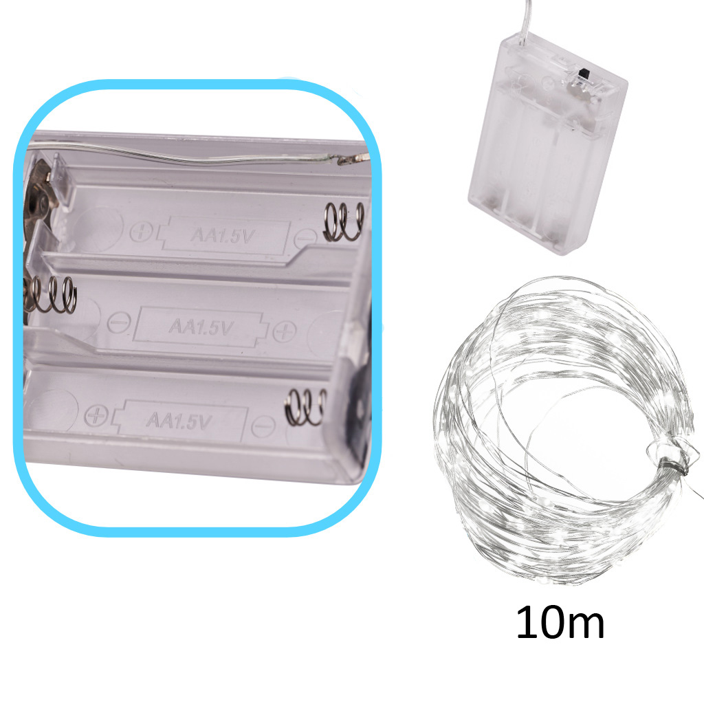 Led girlianda 10 m 100 led, šaltai balta