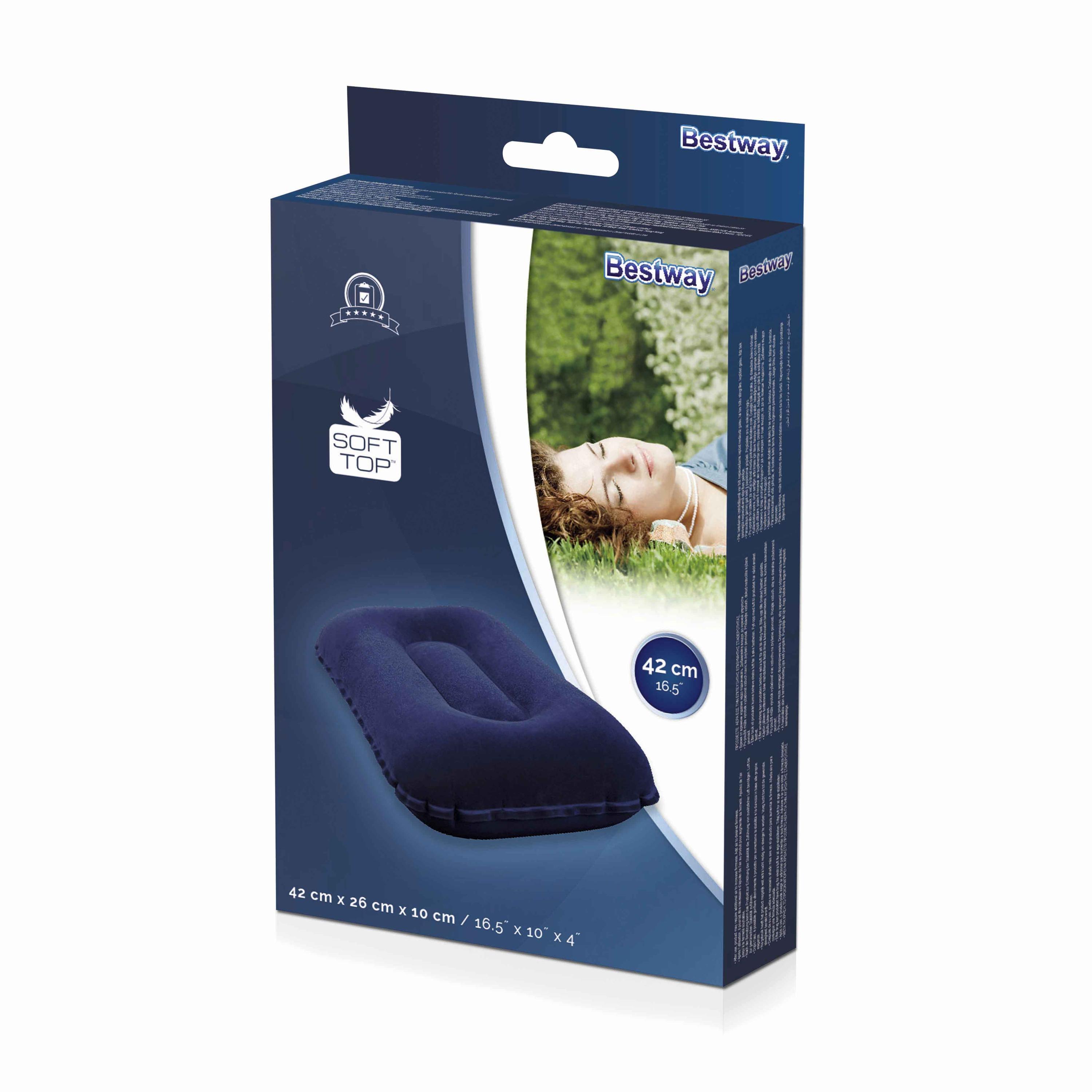 Bestway 67121 kelioninė pripučiama veliūrinė pagalvėlė tamsiai mėlyna