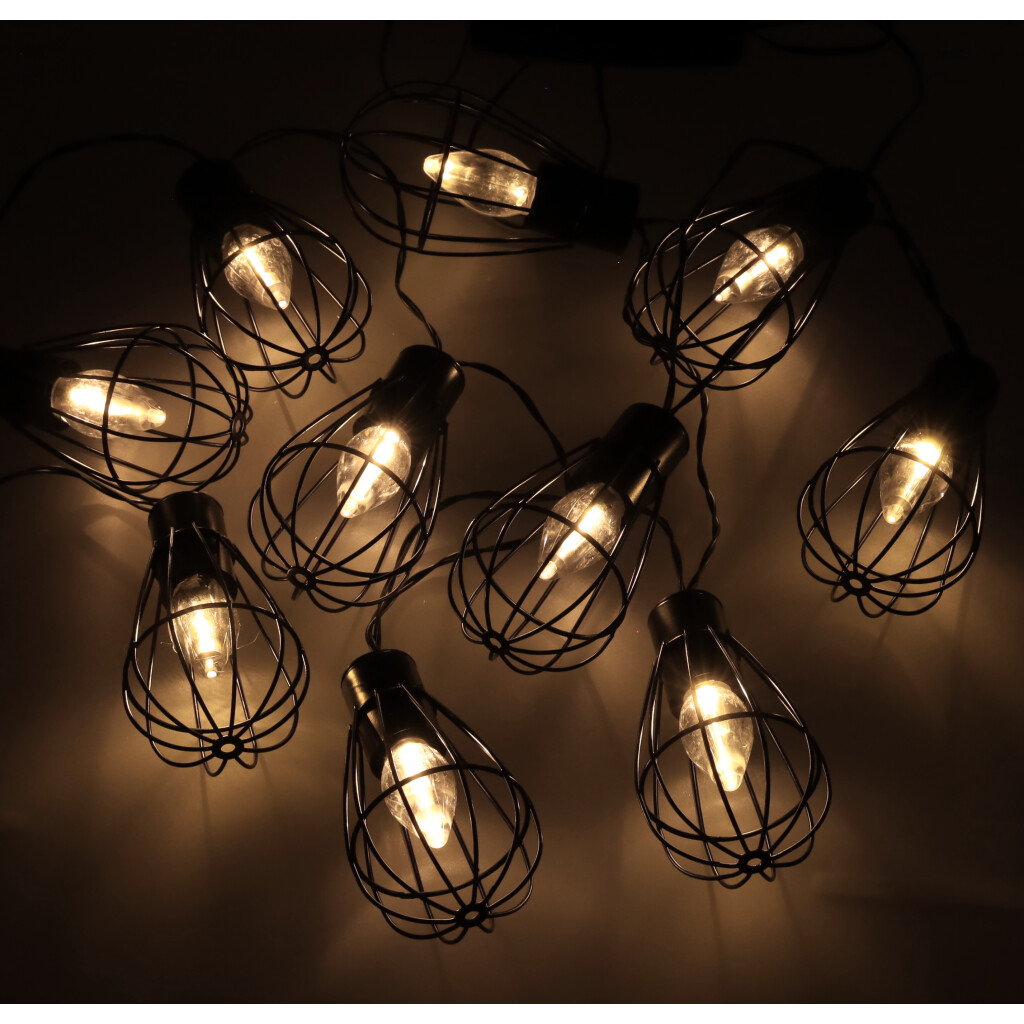 Sodo lempučių girlianda pakraunama nuo saulės, 10 led