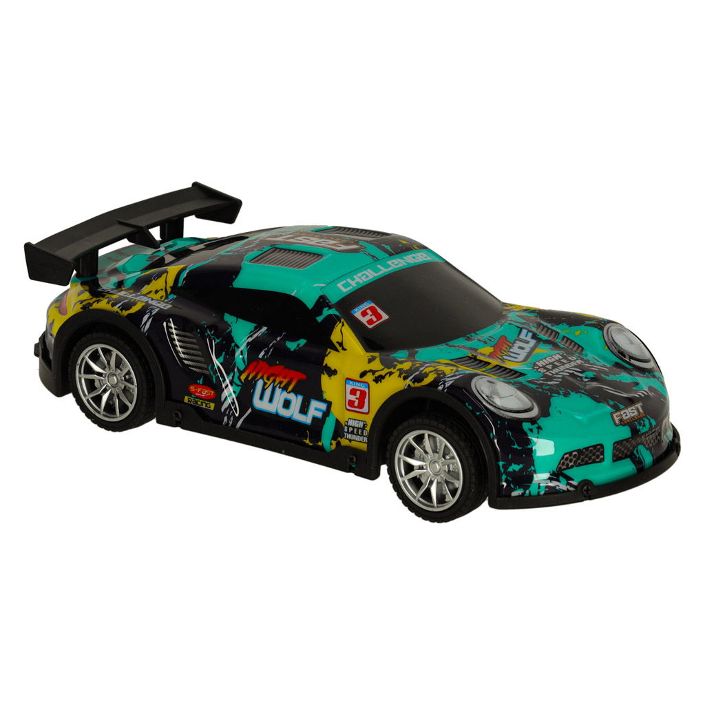 Rc sportinis automobilis mėlynos ir žalios spalvos