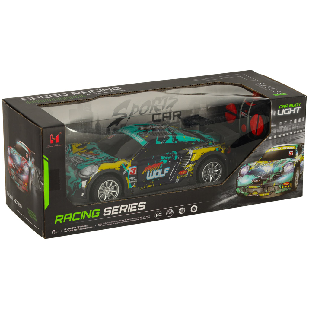 Rc sportinis automobilis mėlynos ir žalios spalvos
