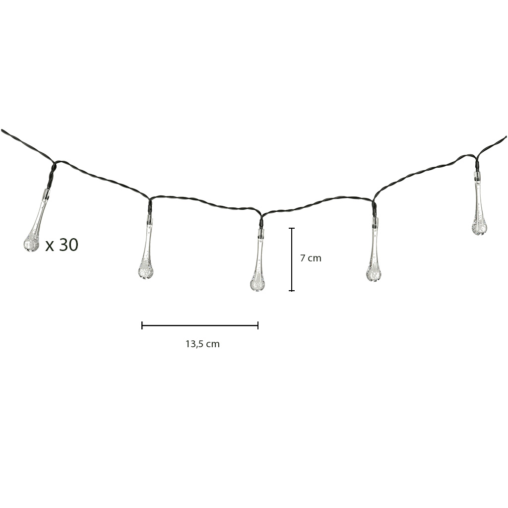Saulės led girlianda 6,5 m 30led šaltai baltos spalvos