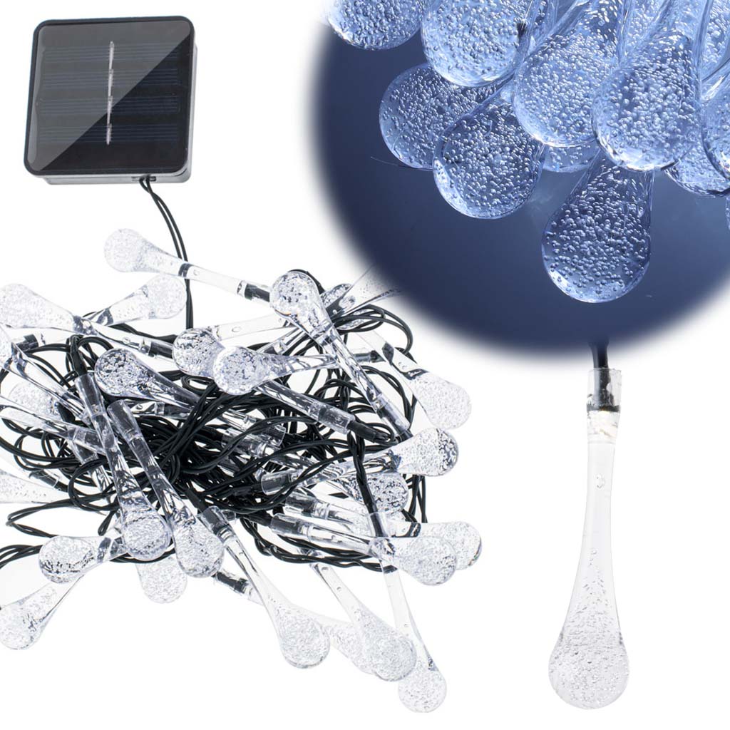 Saulės led girlianda 6,5 m 30led šaltai baltos spalvos