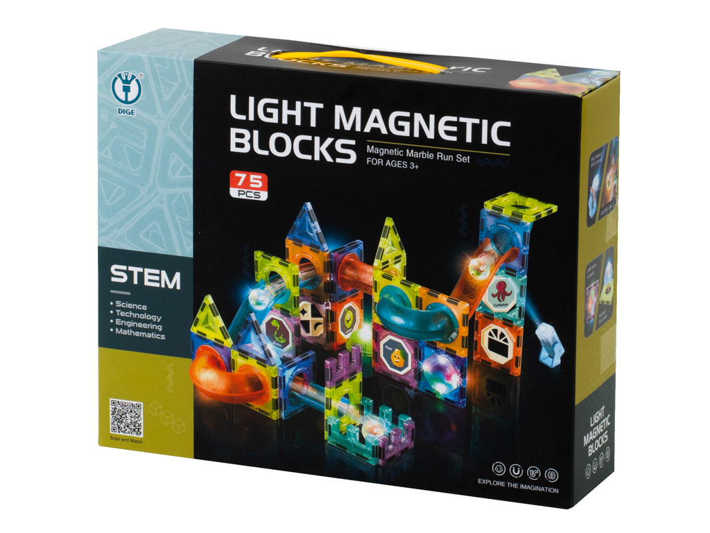 Šviečiantis magnetinis konstruktorius 75 det.