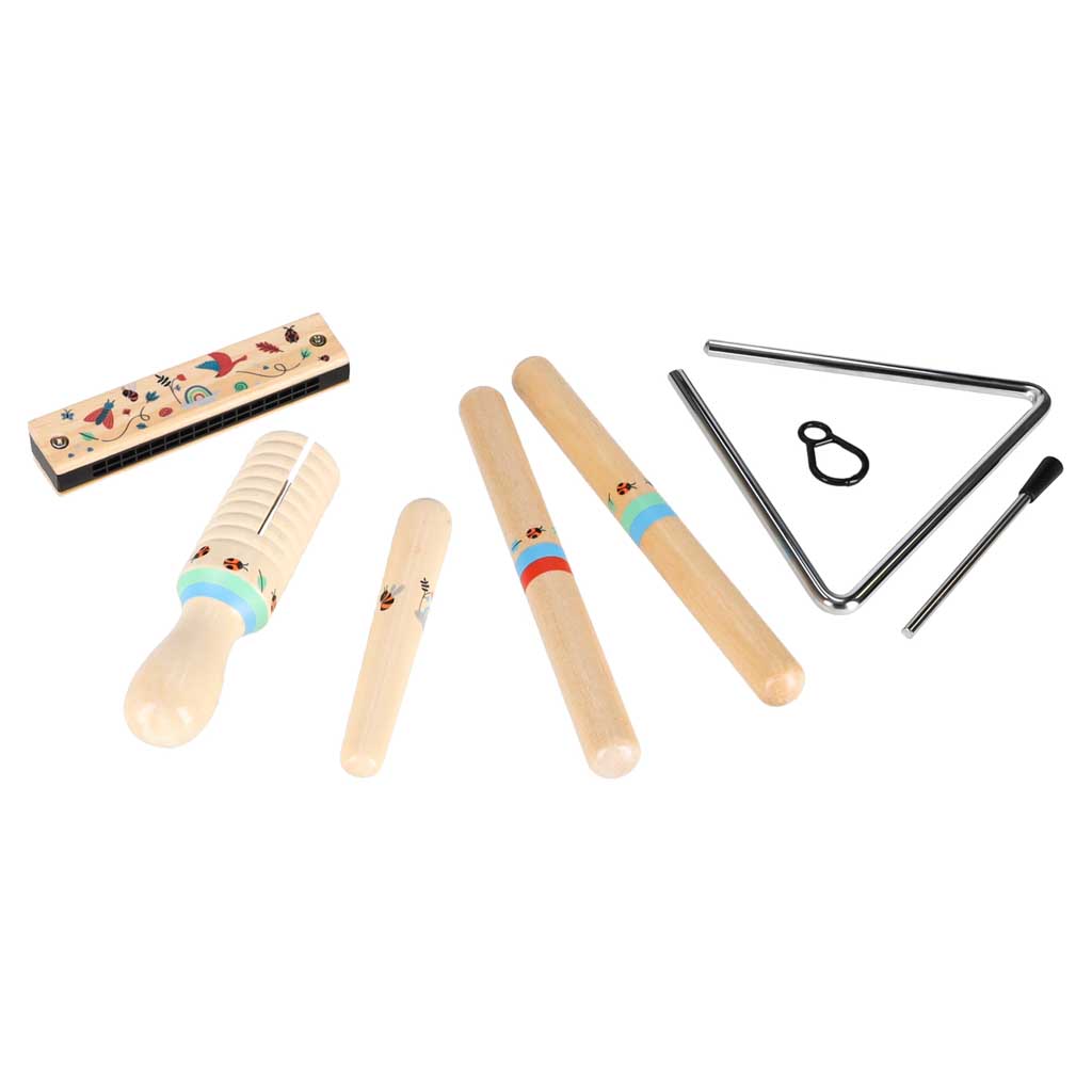 Muzikinių instrumentų rinkinys vaikams, medinis, 6 vnt.
