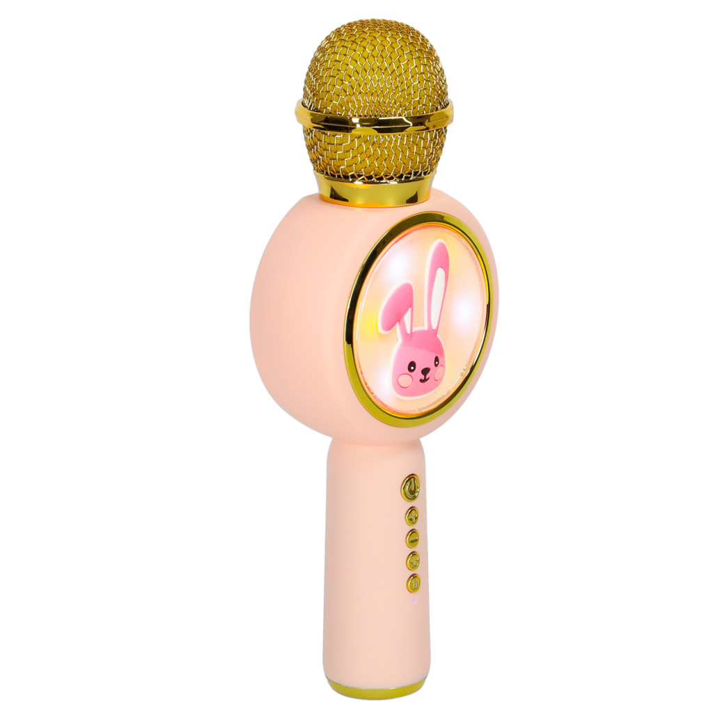 Belaidis mikrofonas karaoke zuikučiui rožinės spalvos