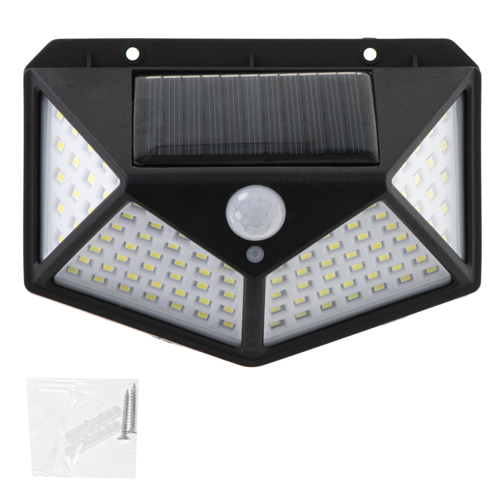 Saulės šviestuvas 100 led, juodas