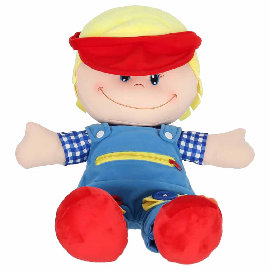 Minkšta sensorinė lėlė, mokymuisi rengtis, 48 cm 3